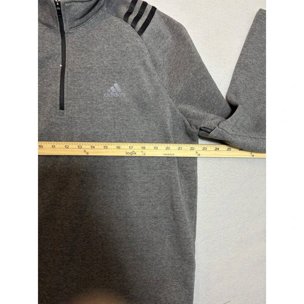 Adidas Golf Men's Quarter-Zip Pullover Gray Size Large 3-Stripes Performance